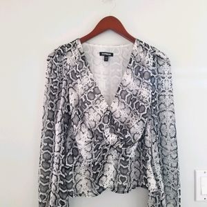 Express deep V-neck snake skin blouse
